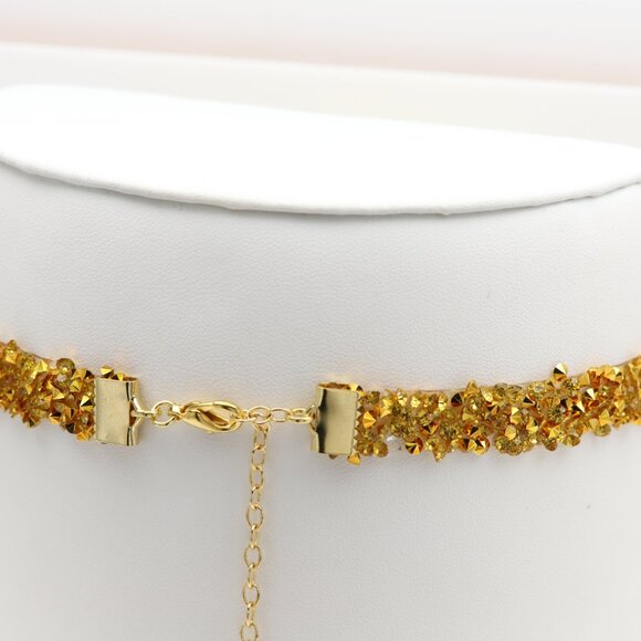 Sparkly Yellow Choker Necklace Adjustable Length Rhinestone Chokers (#35) - Picture 12 of 12